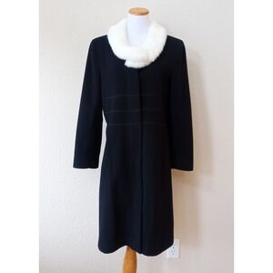 Dale elegant wool and cashmere blend long coat with a faux fur trim
